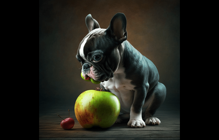 French_Bulldog_Eating_Apples